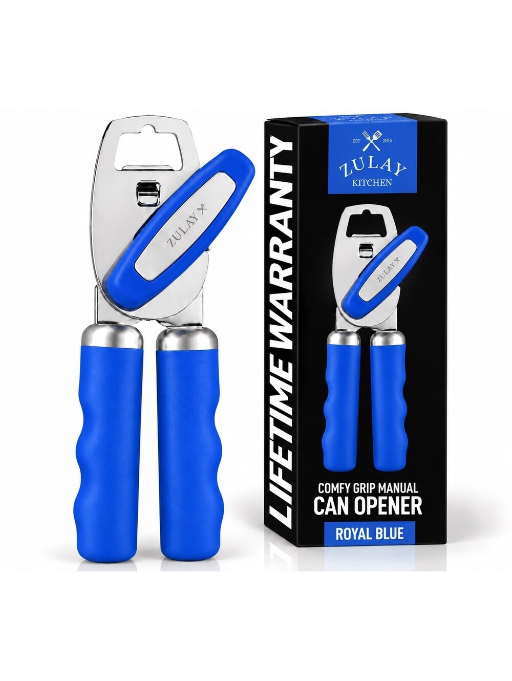 💙 Zulay Kitchen Manual Can Opener – Comfy Grip – Royal Blue – New